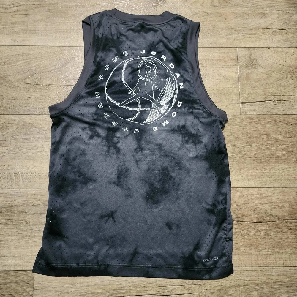 Jordan Mens Dri-FIT Basketball Jersey Tie Dye Black Jordan Dome Mesh Tank Top S